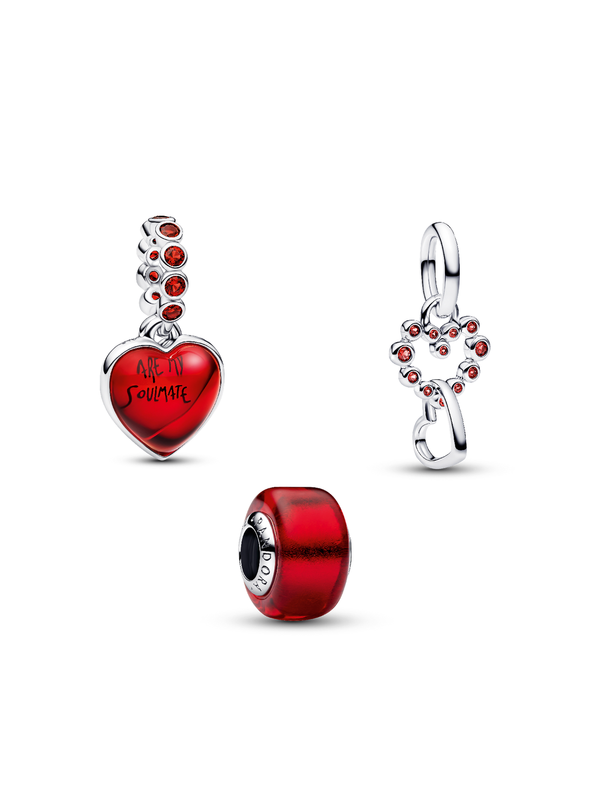Red Hearts Charm Trio