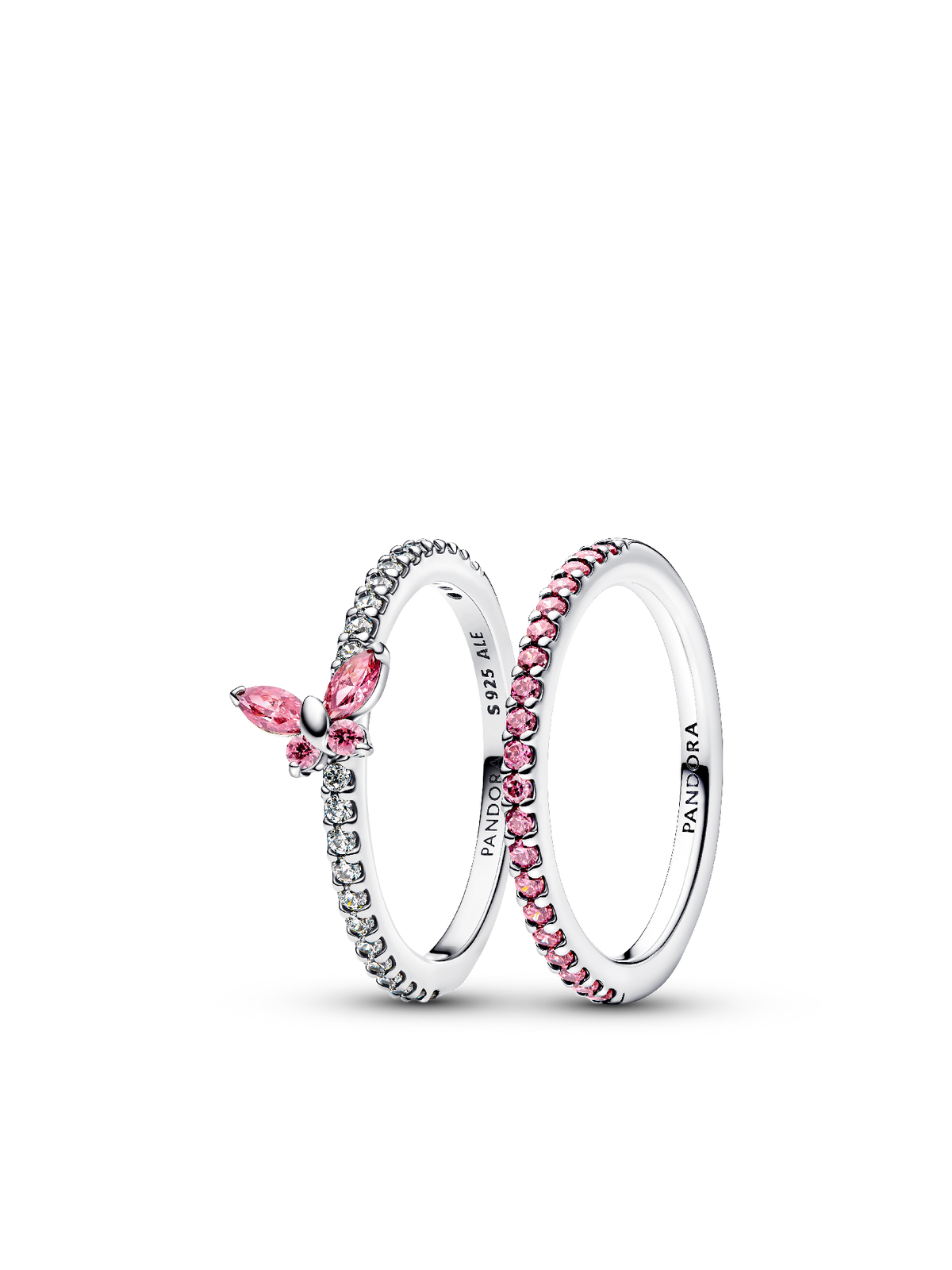 Pink Butterfly Ring Set