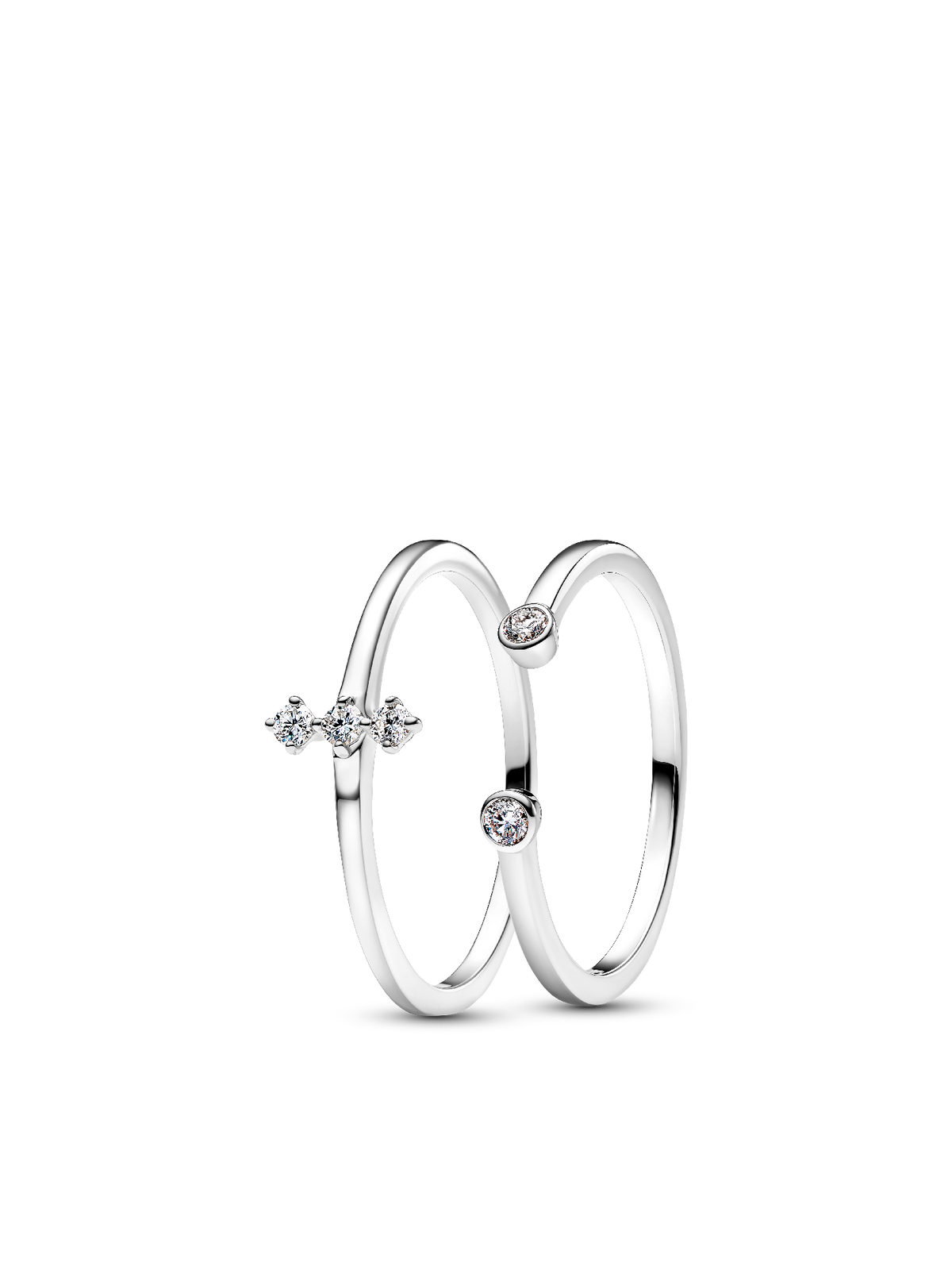 Pandora Era Lab-Grown Diamond White Gold Open and Trio Ring Set