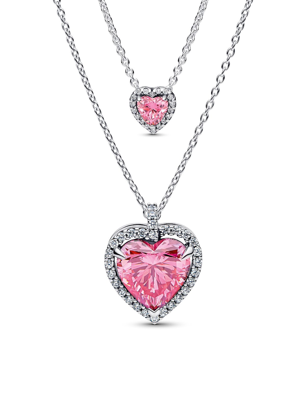 Pink Elevated Hearts Necklace Layering Set