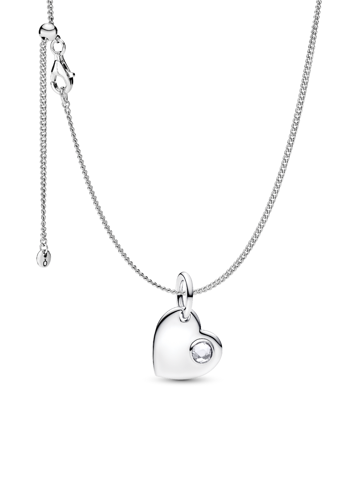 April Birthstone Heart Pendant Necklace