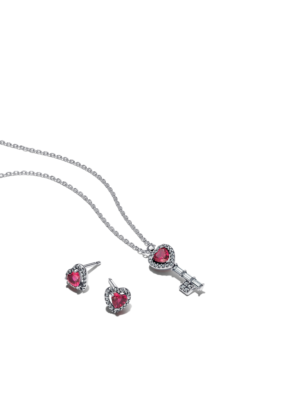 Elevated Heart Key Necklace & Earrings Set