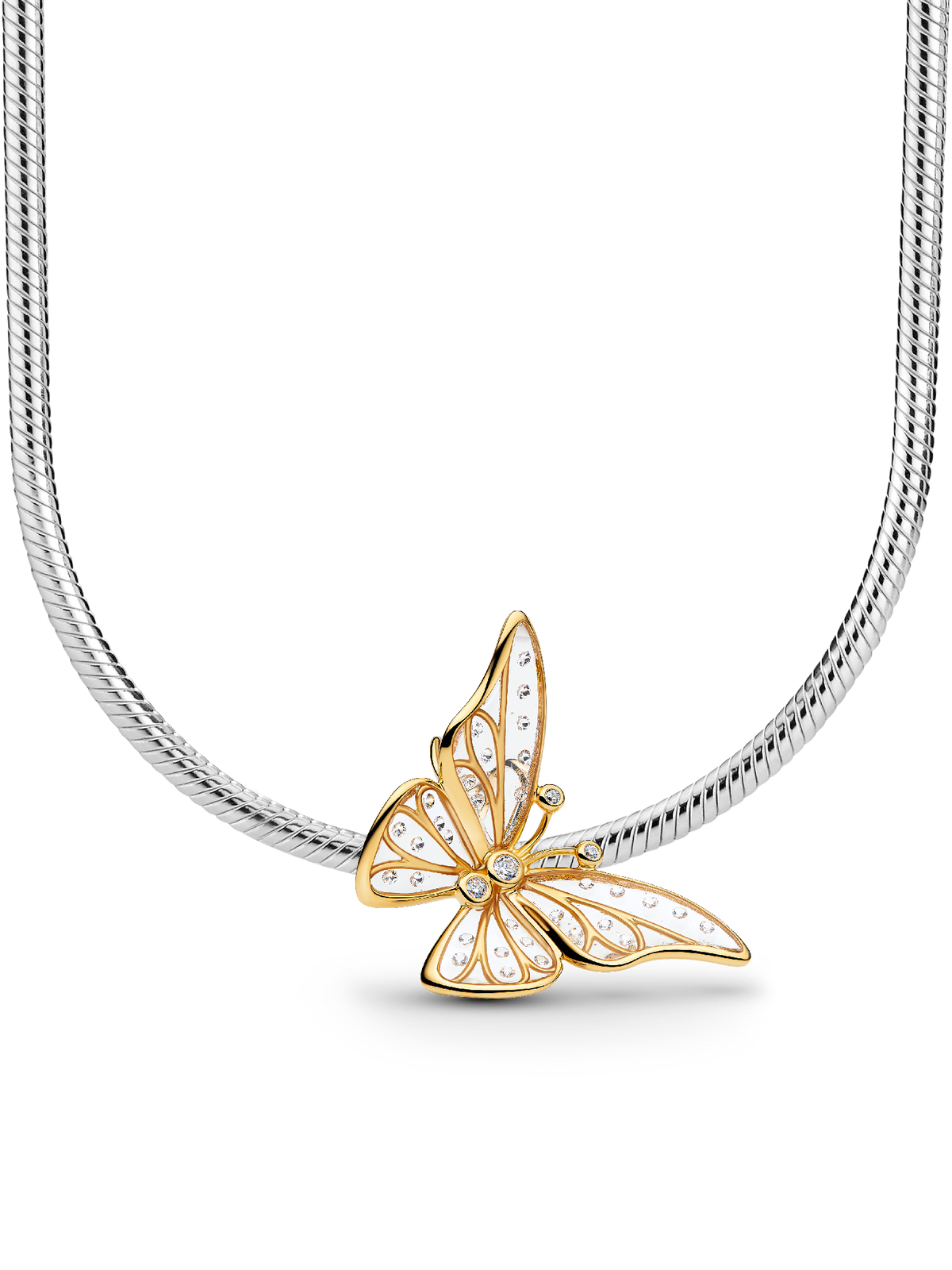 Mixed metal Butterfly Charm Necklace Set