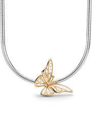 Mixed metal Butterfly Charm Necklace Set