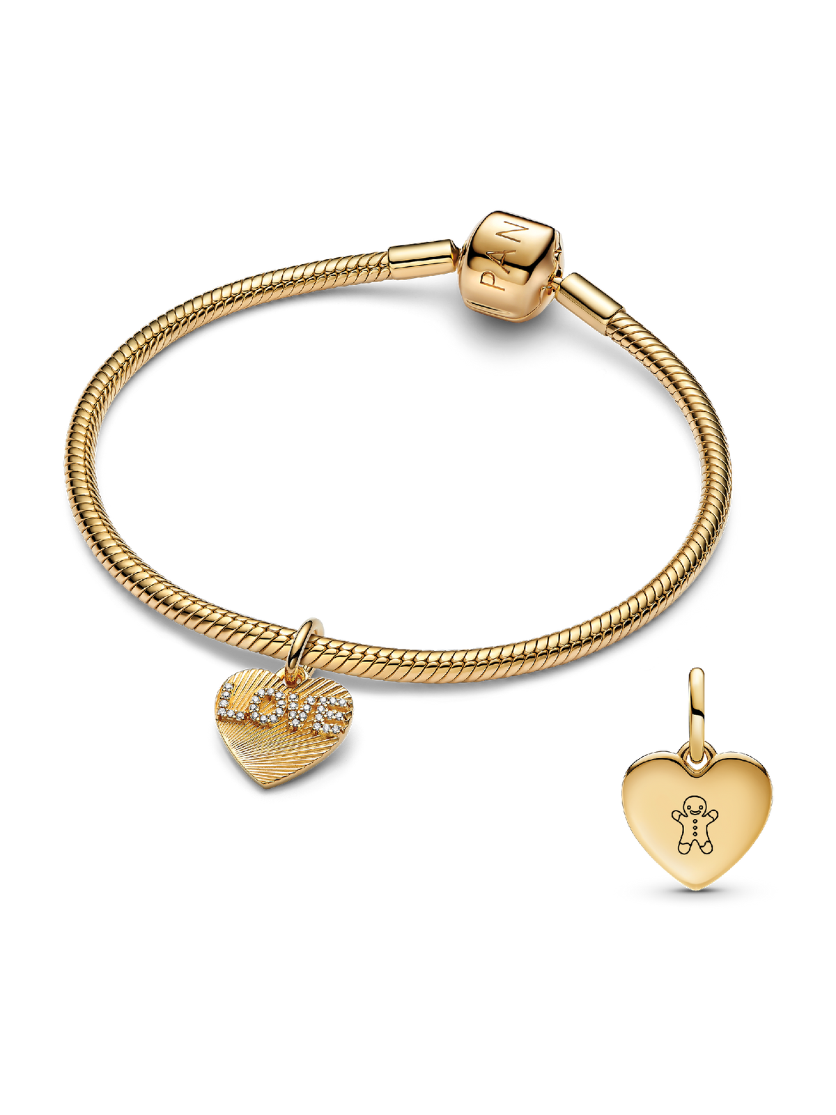 BE LOVE Engravable Golden Love Heart Charm Bracelet Set