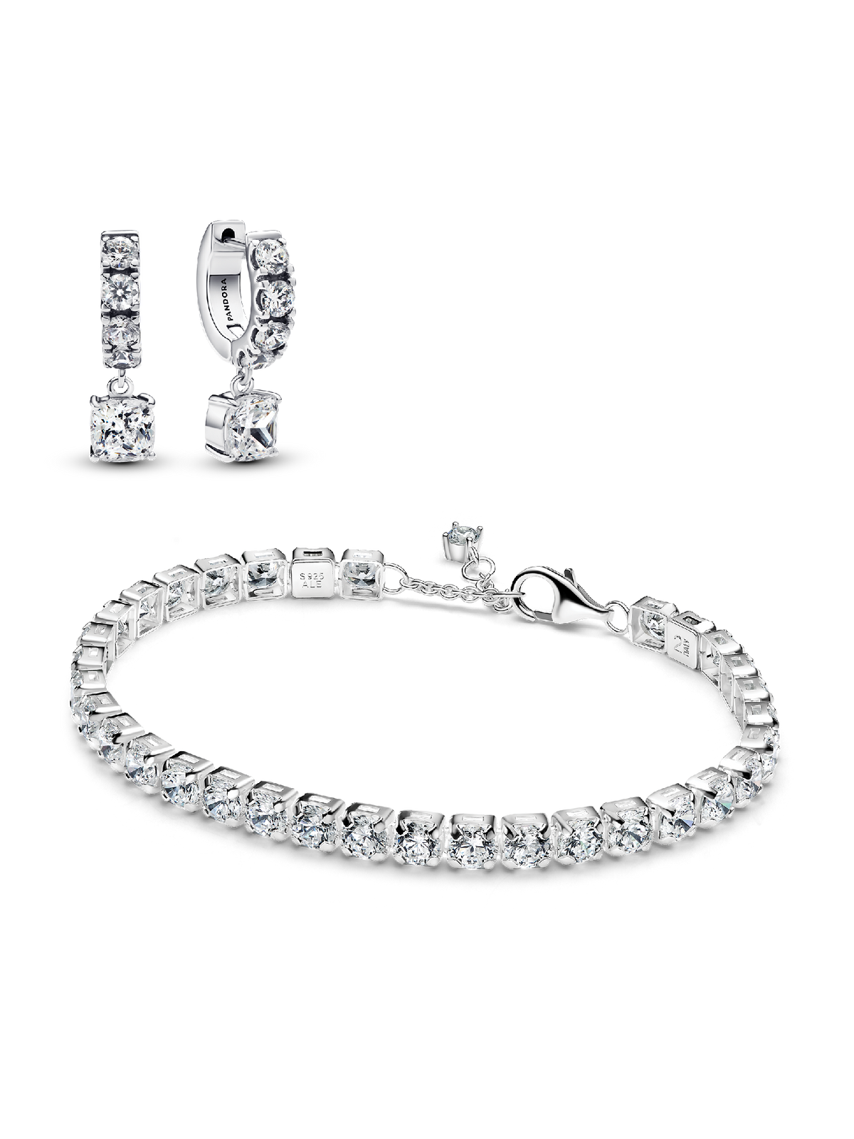Bold Sparkling Tennis Bracelet and Earring Set