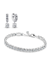 Bold Sparkling Tennis Bracelet and Earring Set