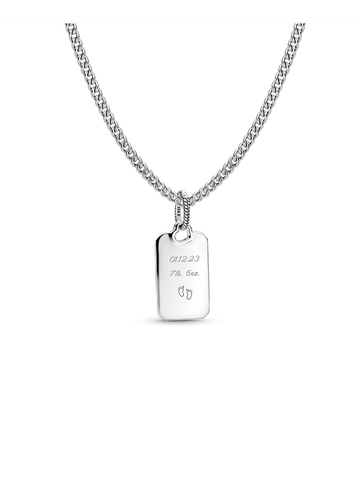 Engravable Rectangle Tag Pendant Necklace Set