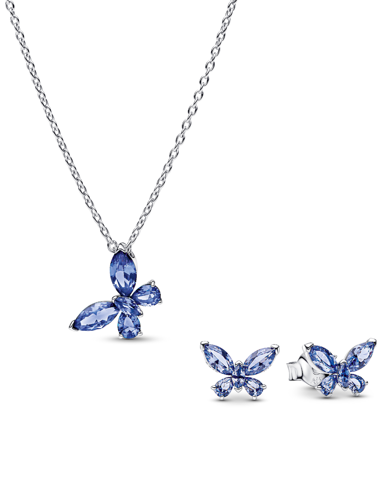 Winter Blue Butterfly Necklace and Earring Set
