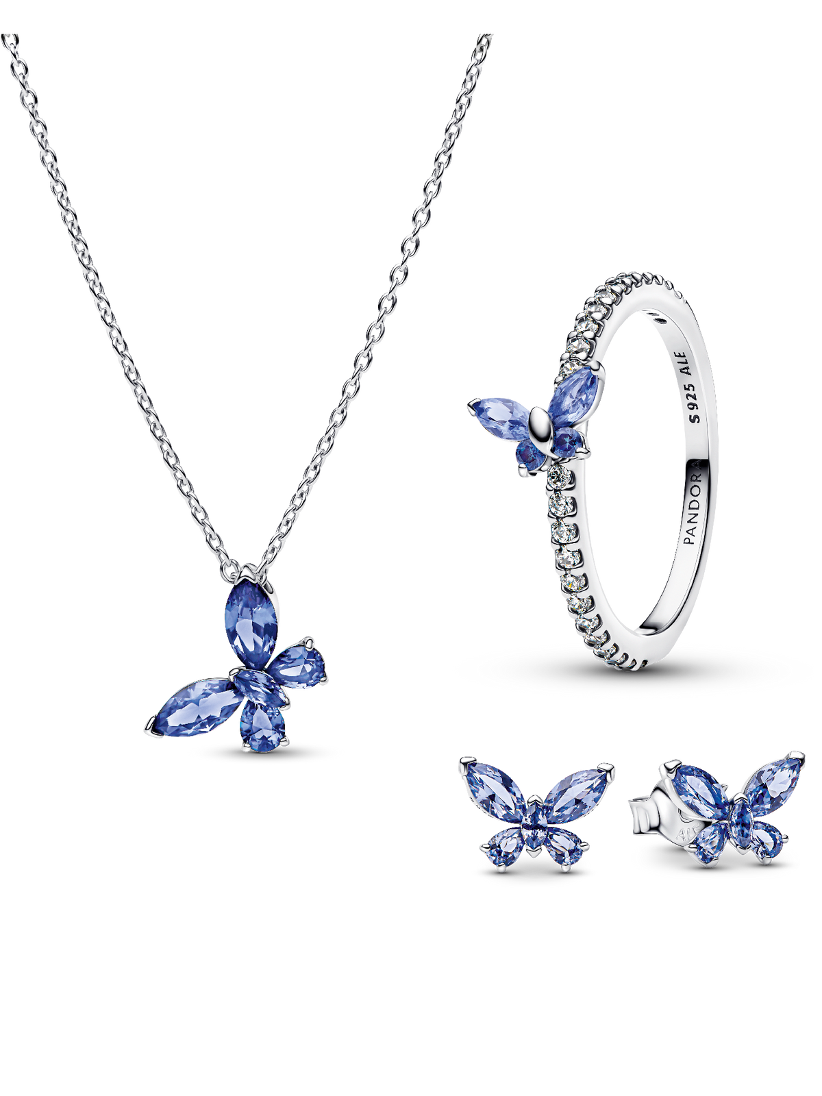 Winter Blue Butterfly Jewelry Set