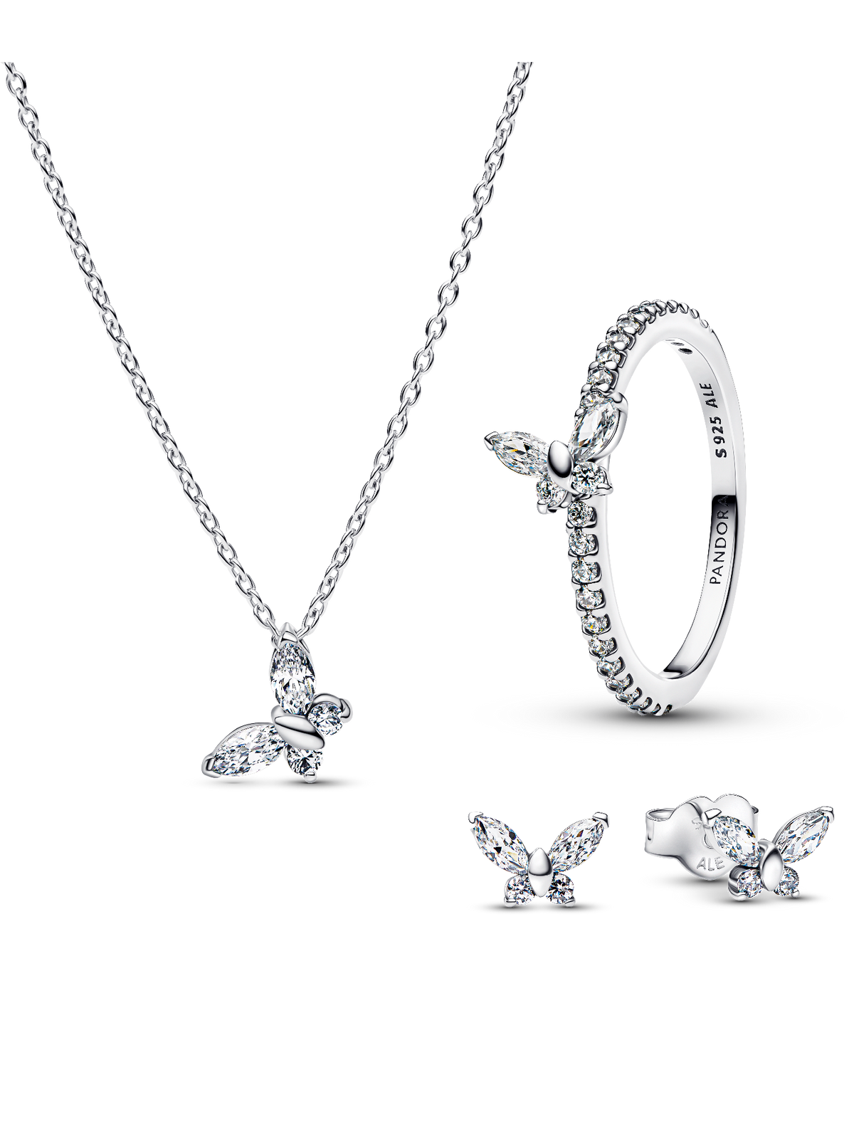 Sparkling Clear Butterfly Jewelry Set
