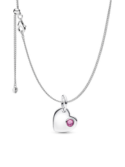 October Birthstone Heart Pendant Necklace