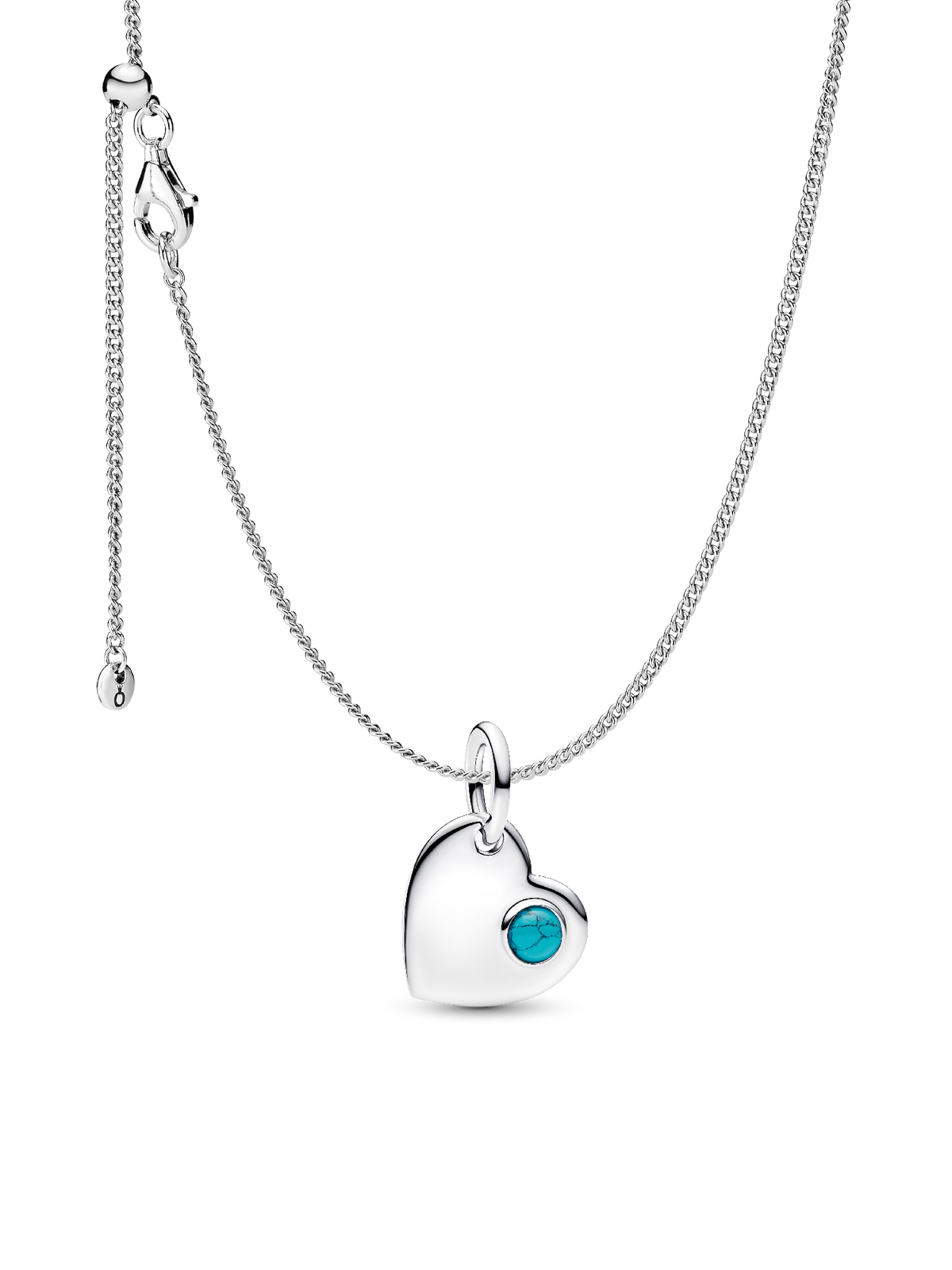 December Birthstone Heart Pendant Necklace