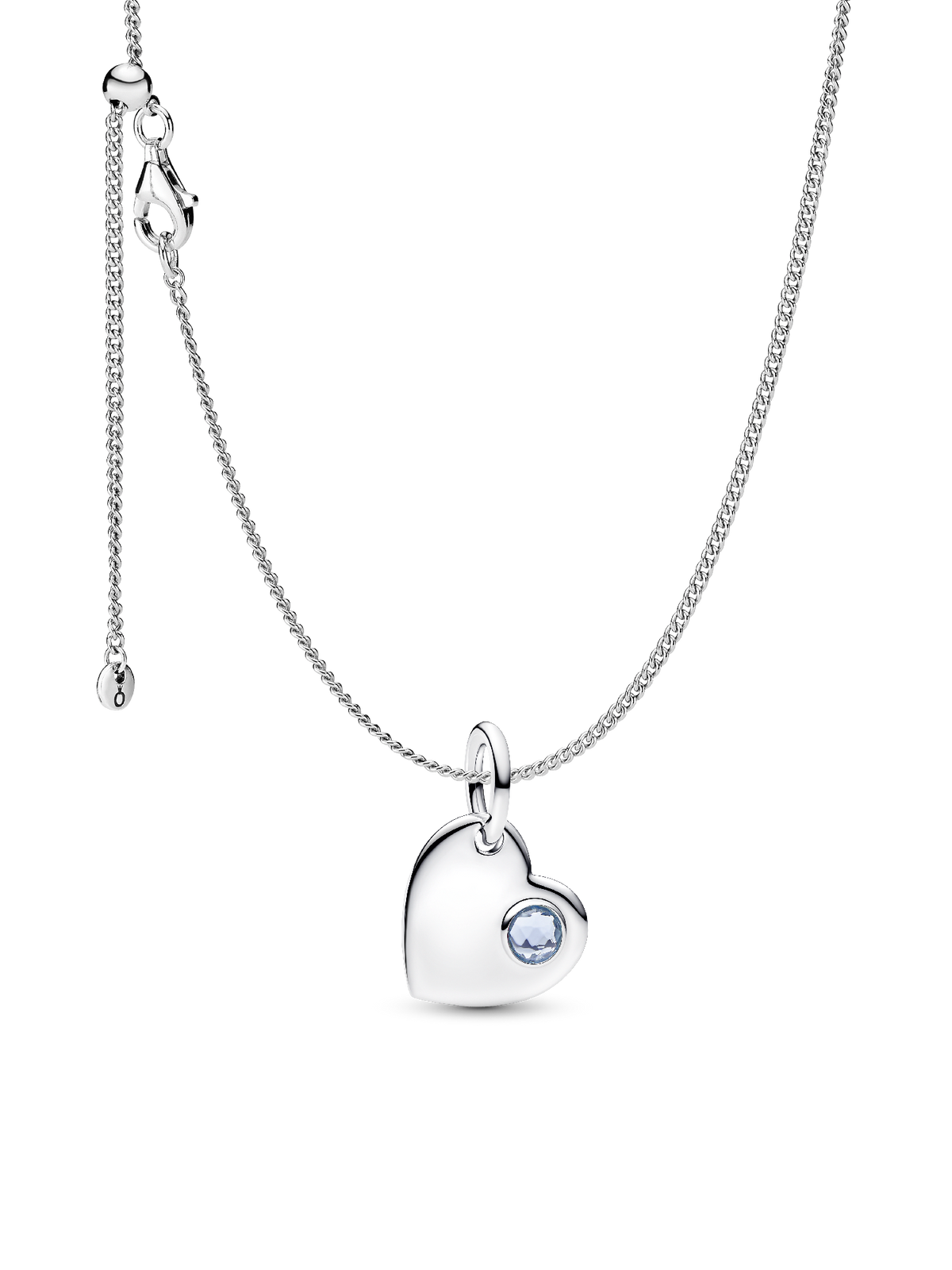 March Birthstone Heart Pendant Necklace