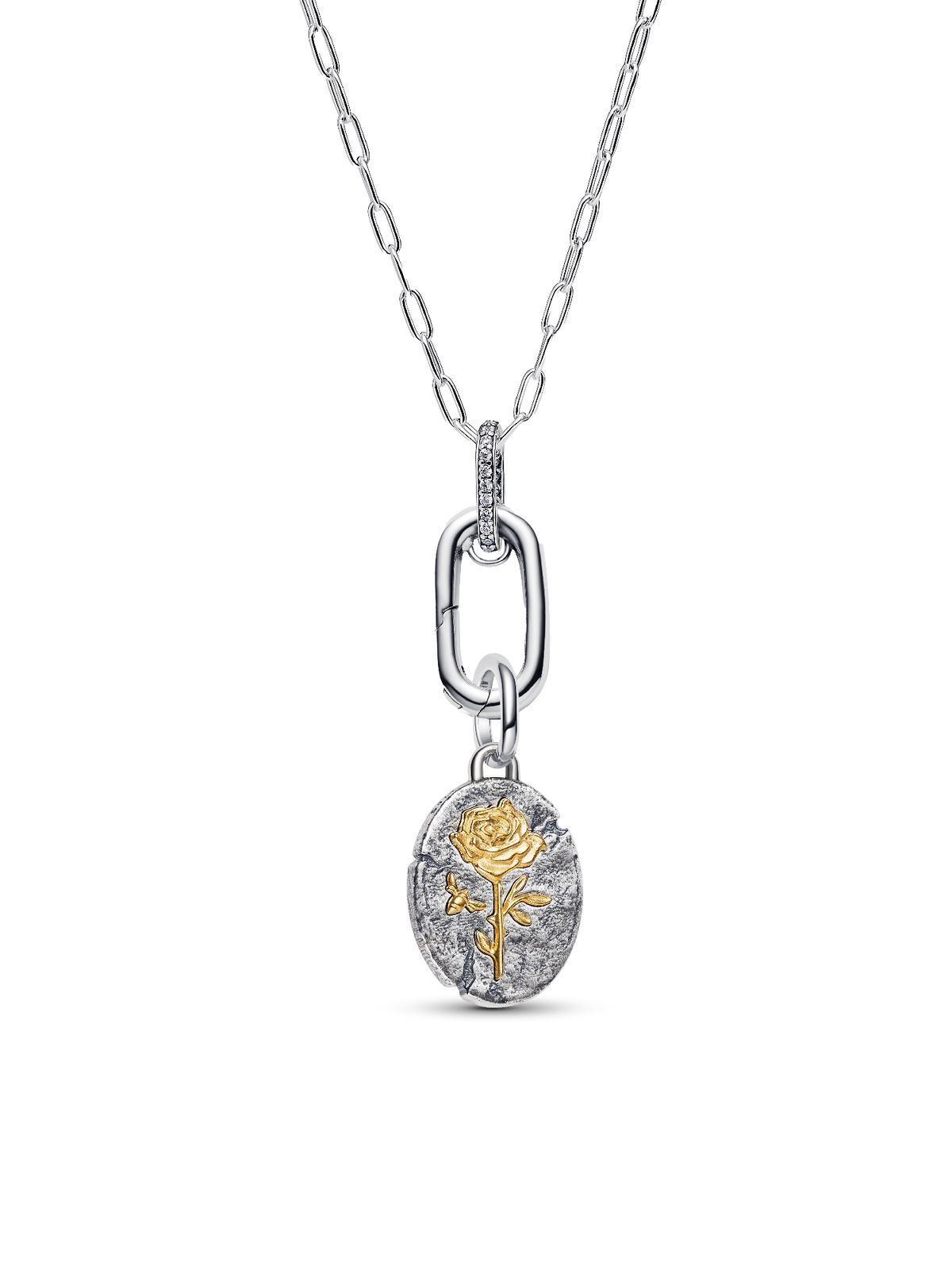 Rose Medallion Charm Necklace Set