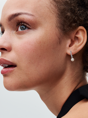 Treated Freshwater Cultured Pearl & Pavé Hoop Earrings - Sterling silver