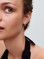 Crossover Pavé Hoop Earrings - Sterling silver