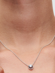 Sparkling Round Halo Pendant Collier Necklace - Sterling silver