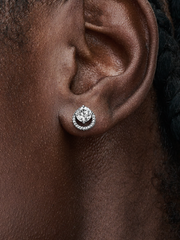 Sparkling Round Halo Stud Earrings - Sterling silver