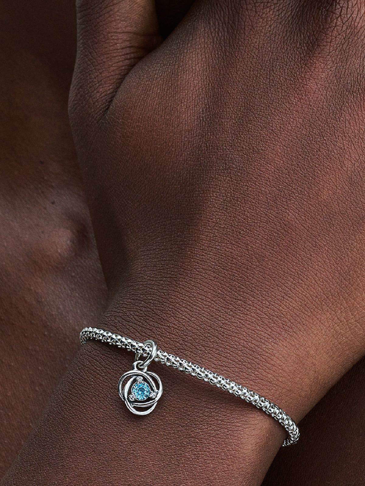 FINAL SALE - Sea Aqua Blue Eternity Circle Dangle Charm - Sterling silver