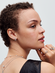 Crossover Pavé Hoop Earrings - Sterling silver
