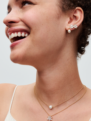 Treated Freshwater Cultured Pearl & Stone Drop Earrings - 14k gold plating