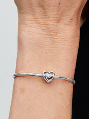 FINAL SALE - Openwork Mom & Heart Charm - Sterling silver