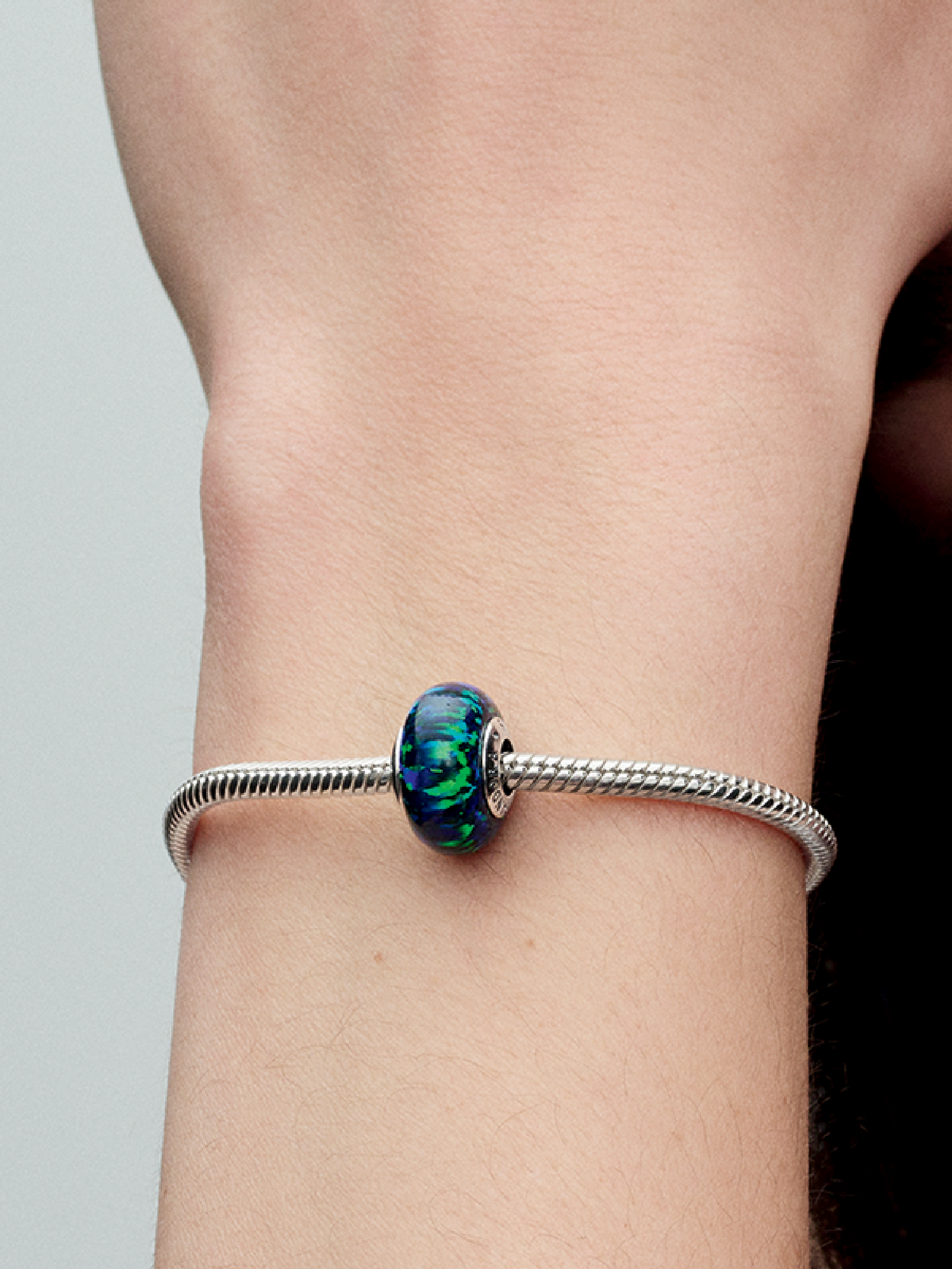 Opalescent Green Charm - Sterling silver