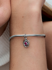 FINAL SALE - Pink Eternity Circle Dangle Charm - Sterling silver
