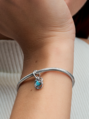 FINAL SALE - Turquoise Blue Eternity Circle Dangle Charm - Sterling silver