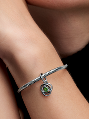 FINAL SALE - Spring Green Eternity Circle Dangle Charm - Sterling silver