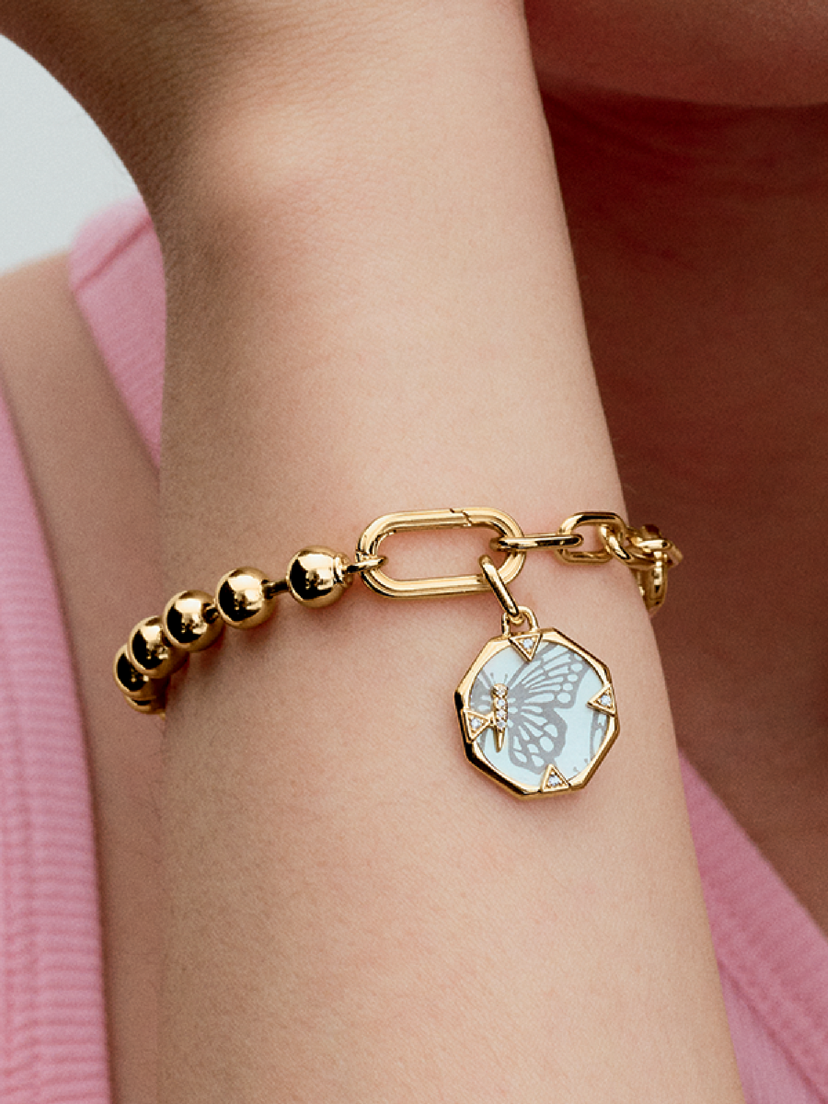 Pandora ME Pearlescent Butterfly Medallion Charm - 14k gold plating