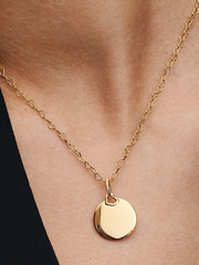 Engravable Round Tag Dangle Charm - 14k gold plating