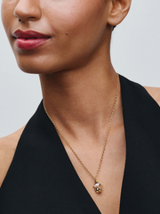 Spinnable Face Robot Dangle Charm - Sterling silver, 14k gold plating