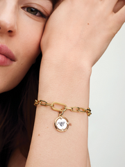 Bee Medallion Charm - Sterling silver, 14k gold plating