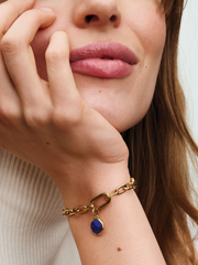 Blue Engravable Mini Medallion Charm - 14k gold plating