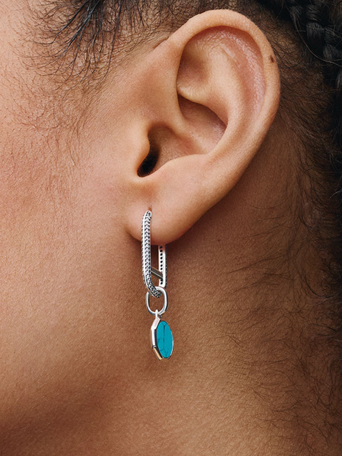 Turquoise-colored Engravable Mini Medallion Charm - Sterling silver