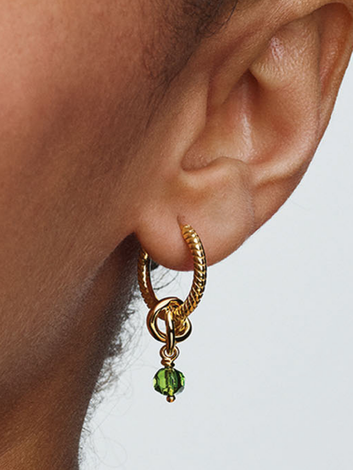 Faceted Spring Green Eternity Circle Dangle Charm - 14k gold plating