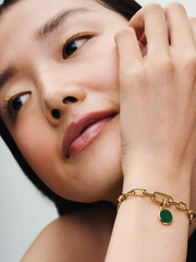Green Engravable Mini Medallion Charm - 14k gold plating