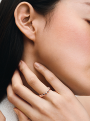 Row of Hearts Ring - 14k rose gold plating