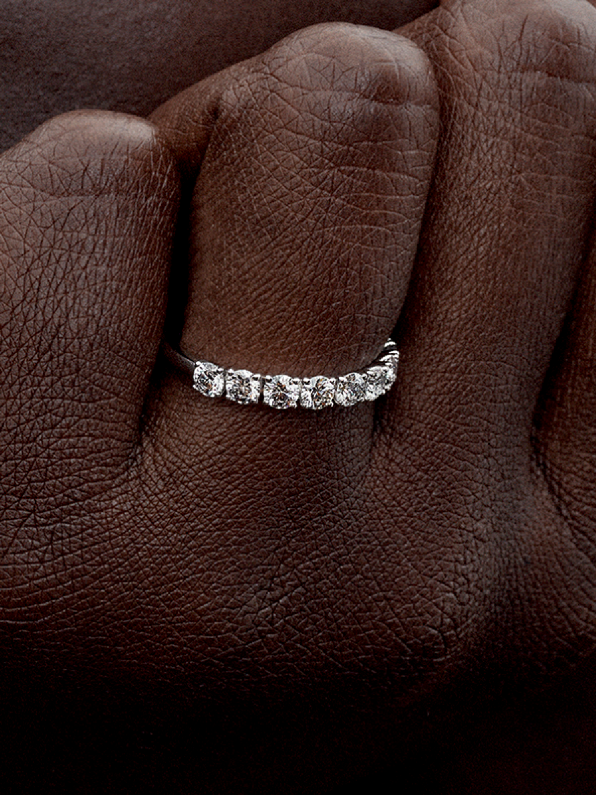 Pandora Era 14k White Gold Lab-grown Diamond Half Eternity Band Ring - 0.90 ct TW, 14k white gold