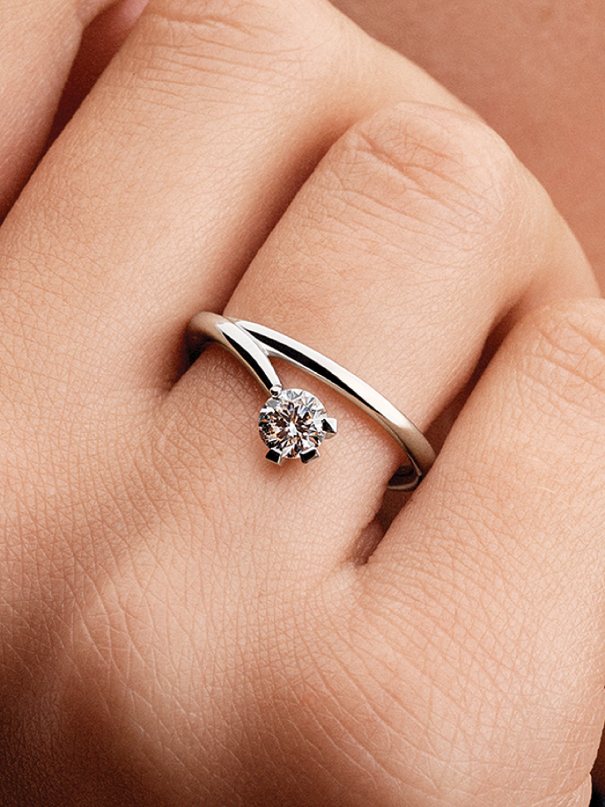 FINAL SALE - Pandora Nova 14k White Gold Lab-grown Diamond Asymmetric Ring - 0.50 ct TW, 14k white gold
