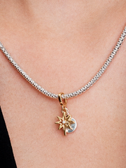 Engravable North Star Lab-grown Diamond Dangle Charm - 0.009 ct TW, Sterling silver, 14k gold plating