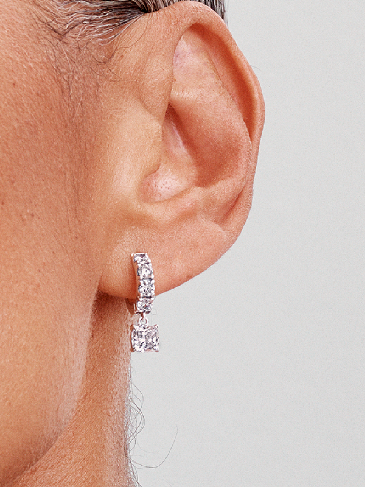 FINAL SALE - Pavé Dangle Hoop Earrings - Sterling silver