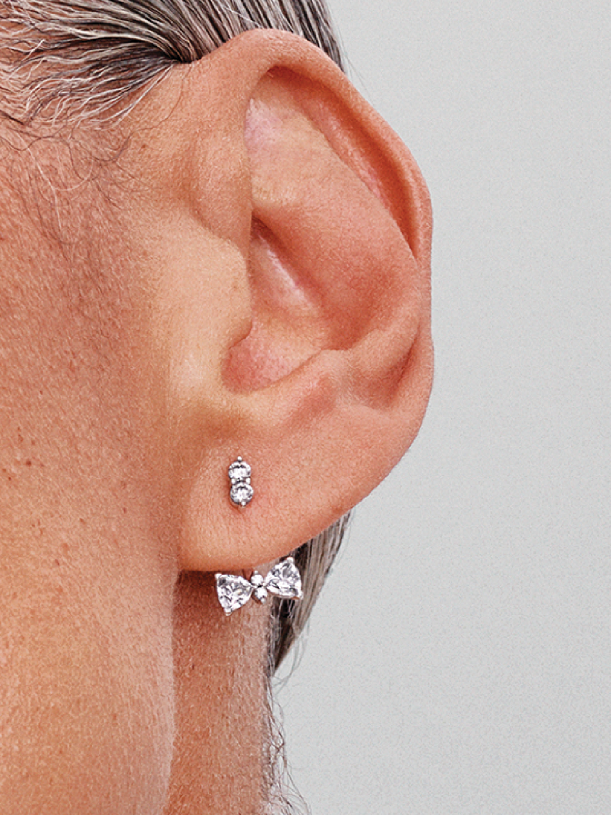 FINAL SALE - Sparkling Bow Drop Earrings - Sterling silver
