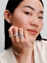 Sparkling Bow Double-row Ring - Sterling silver