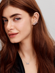 Sparkling Bow Stud Earrings - Sterling silver