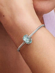 Winter Blue Snowflake Murano Charm - Sterling silver
