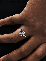 Sparkling Herbarium Cluster Open Ring - Sterling silver