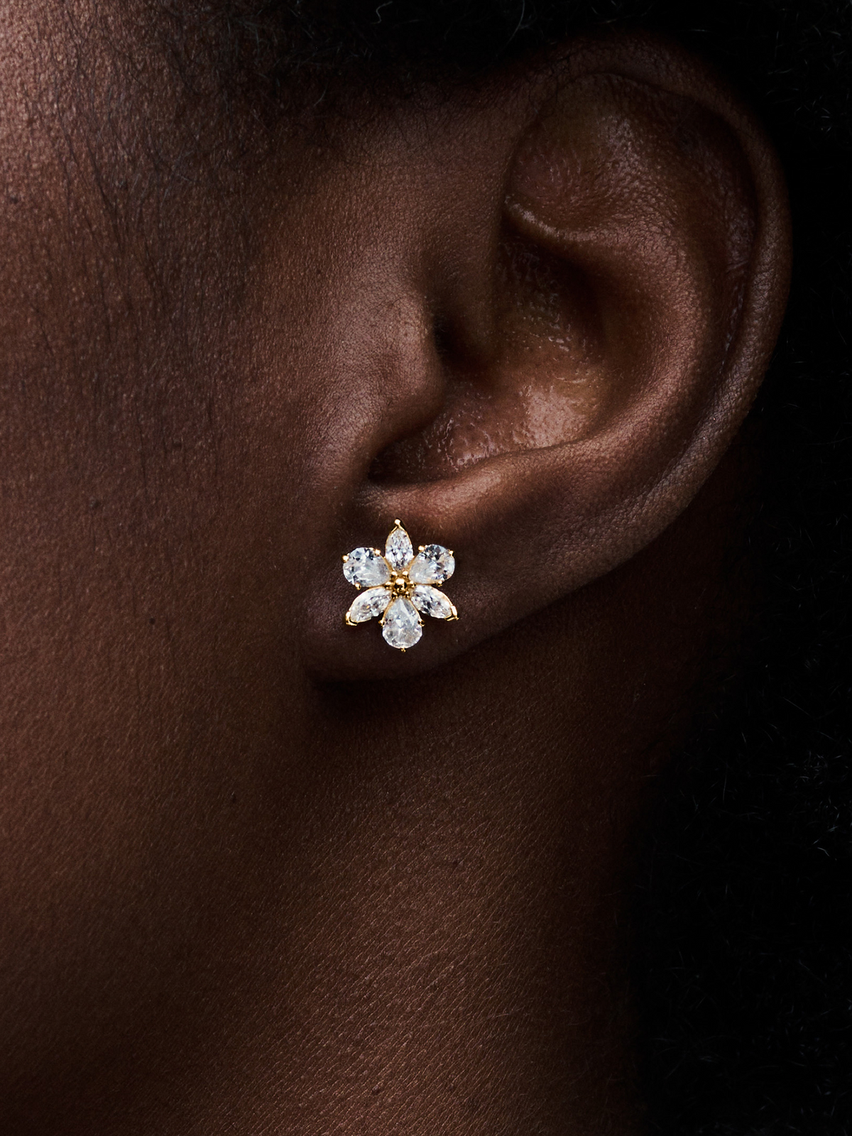 Sparkling Herbarium Cluster Stud Earrings - 14k gold plating